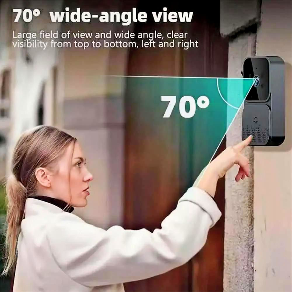 A modern Tidesmit AI-enhanced doorbell camera monitoring a residential front porch with precision motion detection.