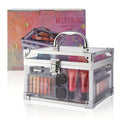 All in One Full Makeup Kit Aluminum Makeup Storage Case Train Case with Eyeshadow Palette Eye Pencil Contour Powder Lipsticks Lipgloss Eyeshadow Cream Applicator Sharpener Mirror, Makeup Gift Set for Women Girls & Teens,Easy Multipurpose Transparent Case Tidesmit