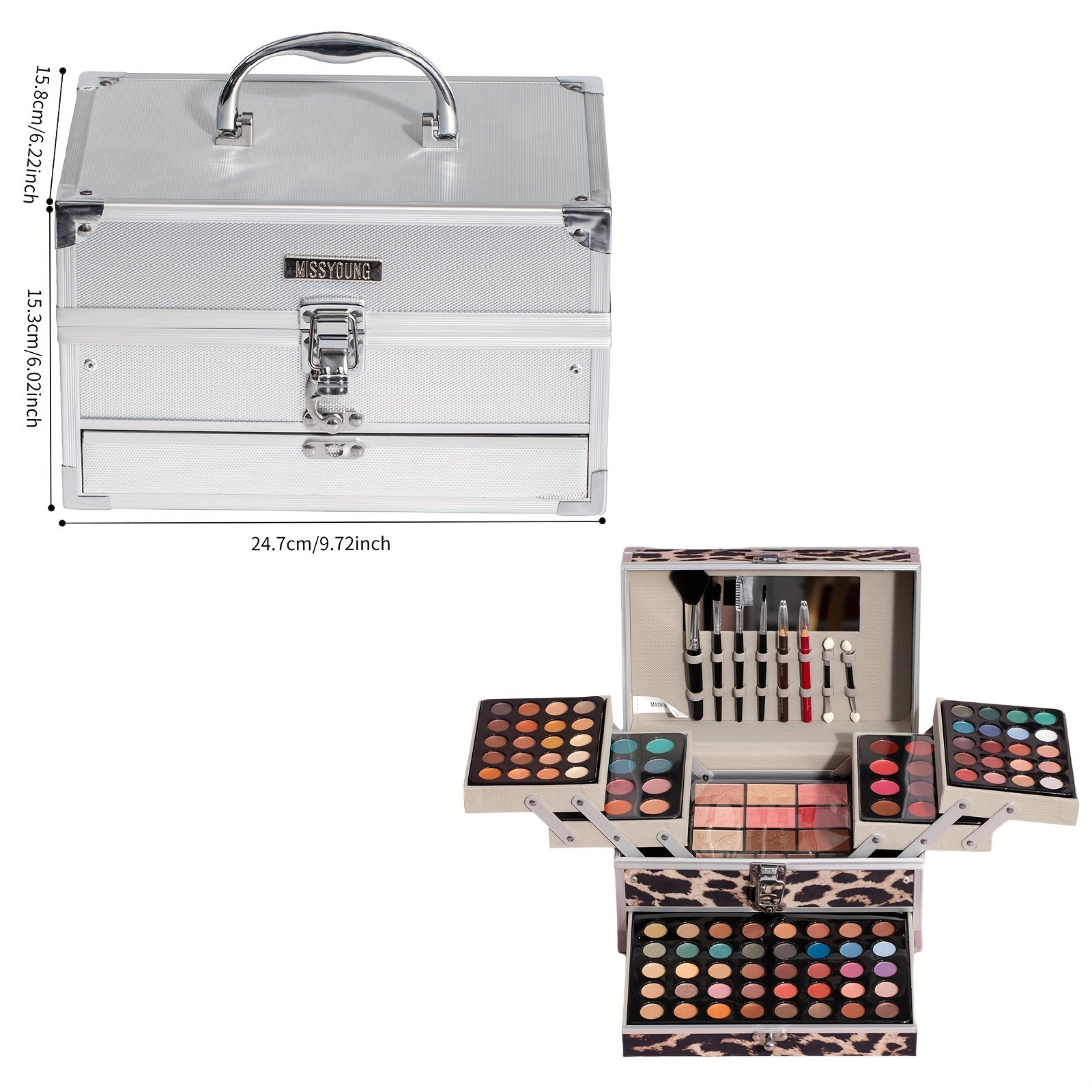 Multifunctional luxury makeup set-fully equipped, including makeup brush set, eyeshadow palette, lip gloss, lipstick, blush, contour, foundation, eyebrow pencil, etc., easy to carry, suitable for makeup beginners - perfect ma Tidesmit