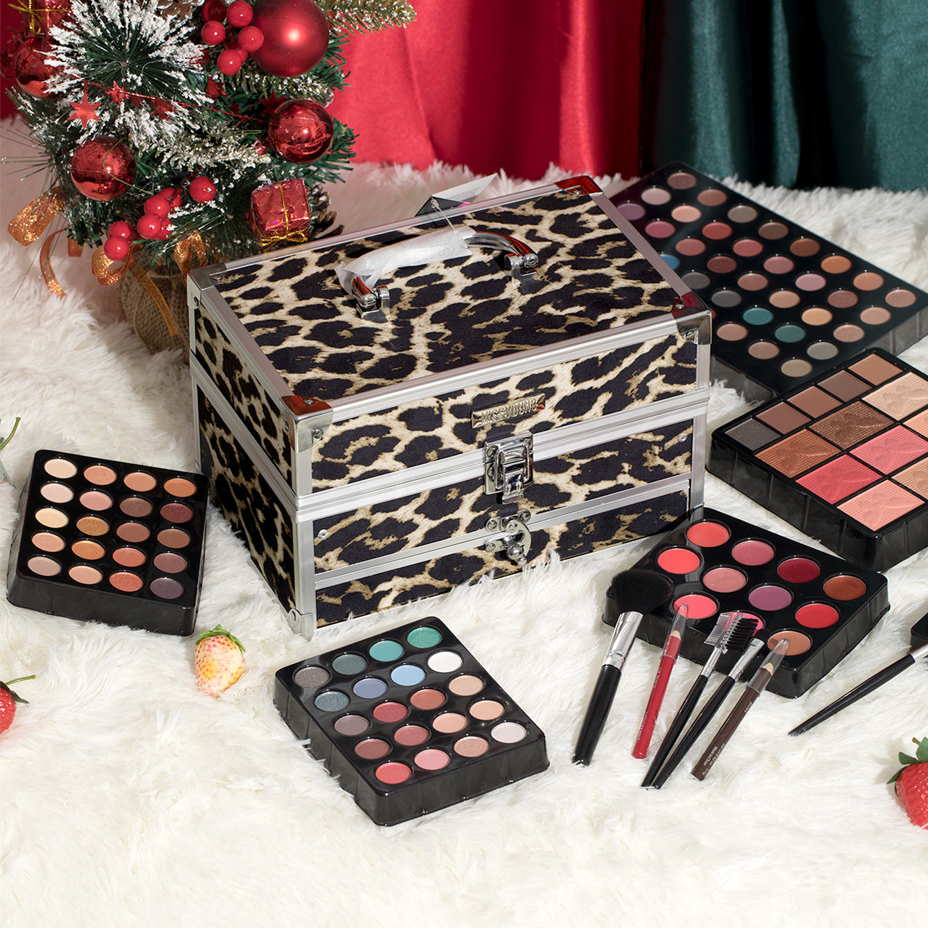 126pcs All-in-One Complete Makeup Kit with Portable Case - Professional & Beginner-Friendly Beauty Set, 126 Cosmetics & Tools (Foundation, Eyeshadow, Lipstick, Highlighter) in Leopard Print Gift Box, Ideal for Weddings/Specia Tidesmit