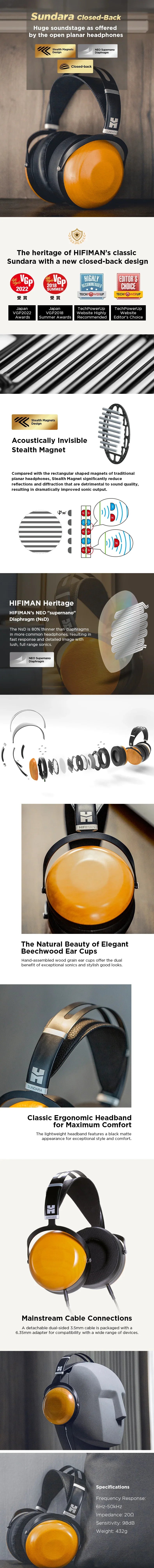 Planar Magnetic Closed-Back Headphones | Tidesmit Black Edition Tidesmit