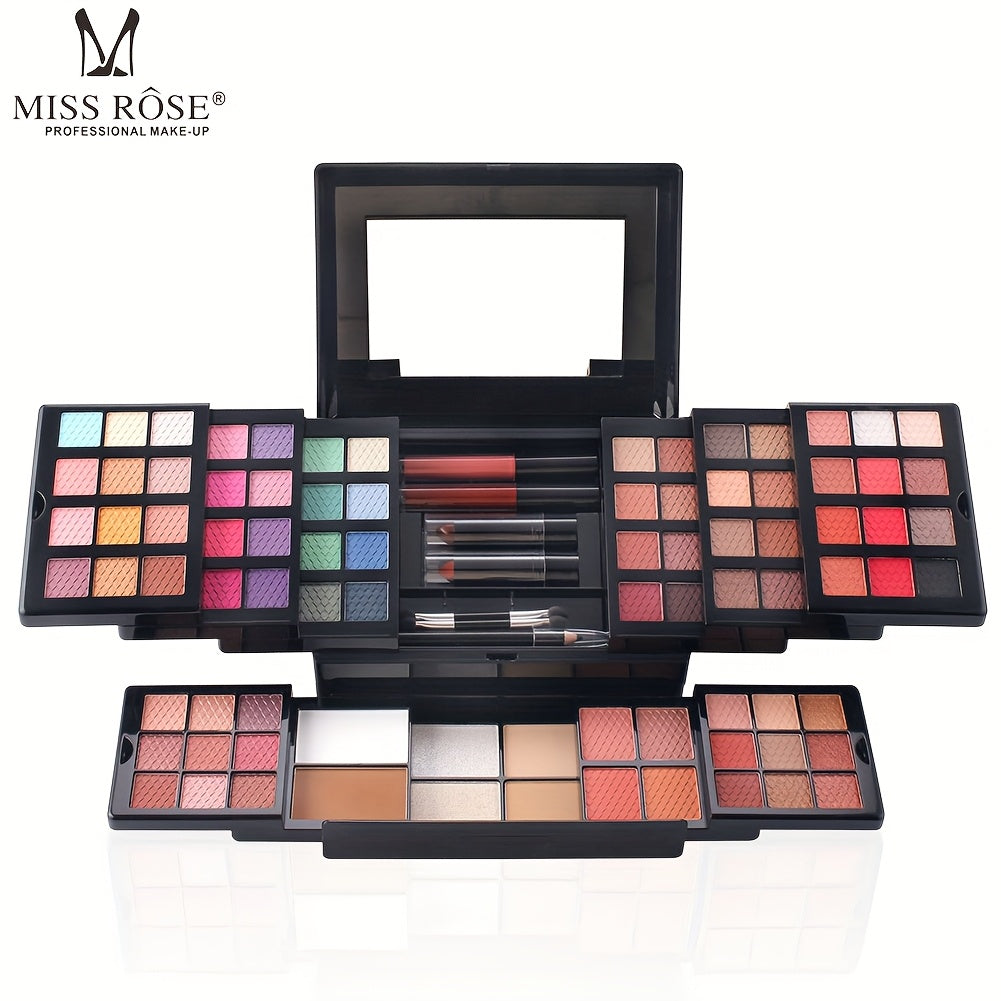 86-Color Multifunctional Makeup Gift Box, Includes Blush, Eyeshadow, Contouring, Highlighter, Natural Dimension, Matte Satin Finish, Portable Carry Case, Suitable for Women'S Holiday Gift, Festival Party, Back-to-School Seaso 86 Colors Makeup Gift Box Tidesmit
