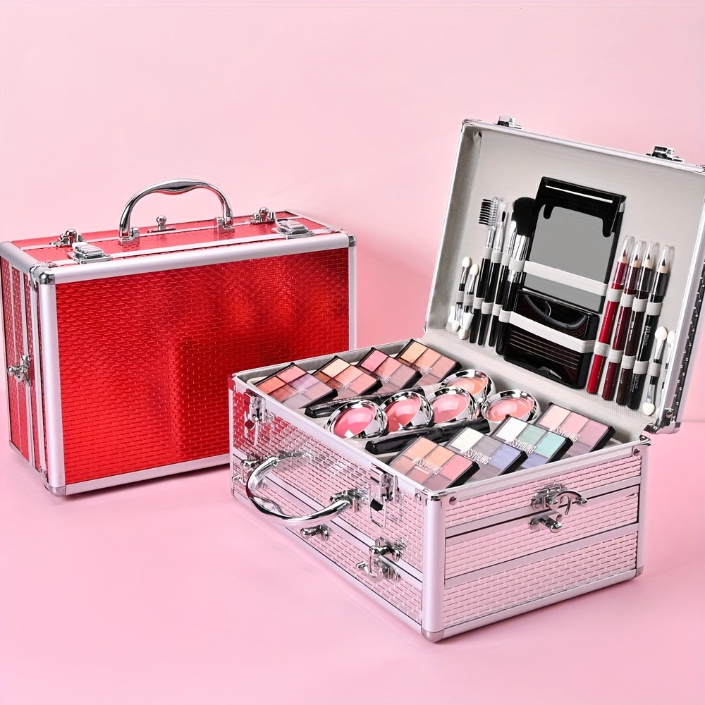 106pcs Professional Makeup Kit Complete Set with Eyeshadow Palette (warm & cool tones), Lipstick, Mascara, Lip Liner, Brushes & Applicators - Full-Size Collection for Beginners/Pros, Wedding, Photoshoot, Daily Use - Luxury Tidesmit