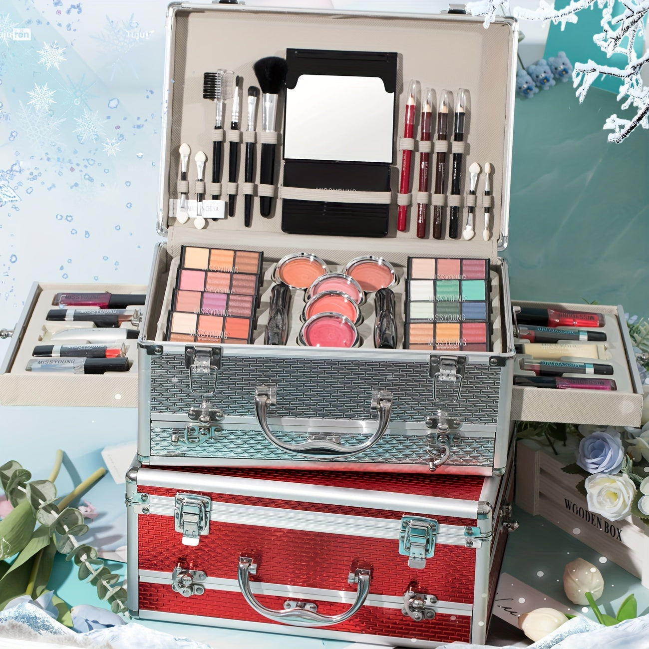 This 106pcs Luxury Cosmetics Gift Set Includes an Eyeshadow Palette, Lip Gloss Set, Lipstick, Concealer, Blush, Mascara, Eyeliner, Loose Powder Brush, And More, All Combined Into One Makeup Gift Set—Perfect for Mom, Best Fr Tidesmit