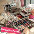 Multifunctional luxury makeup set-fully equipped, including makeup brush set, eyeshadow palette, lip gloss, lipstick, blush, contour, foundation, eyebrow pencil, etc., easy to carry, suitable for makeup beginners - perfect ma Leopard Tidesmit