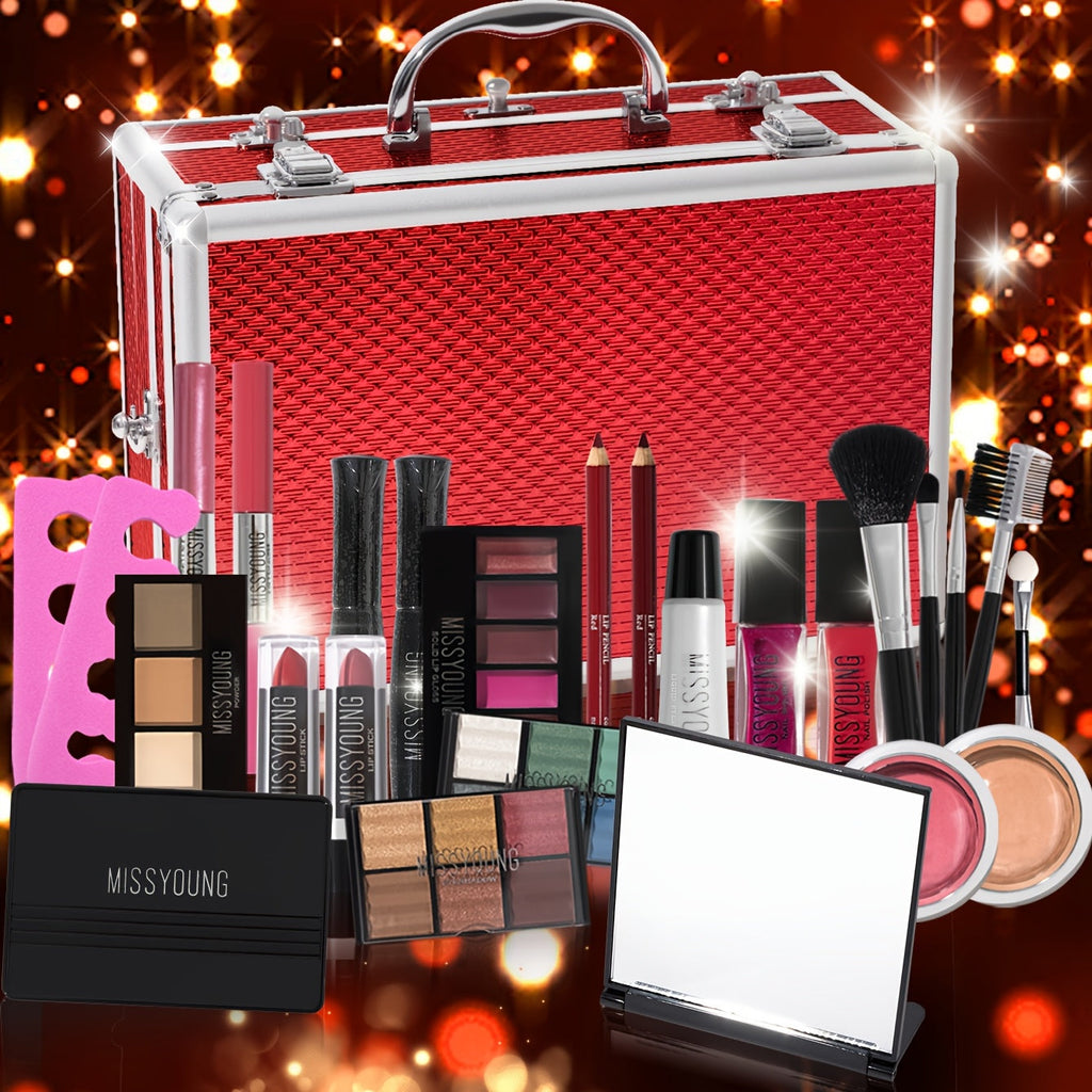 All-in-One Makeup Gift Set with Eyeshadow Palette, Lip Colors, Brushes & Creams - Complete Cosmetic Kit for Valentine'S Day, New Year'S Eve, Makeup Gift Set, Beauty Collection, Elegant Packaging, Highquality Brushes, Beauty E Tidesmit