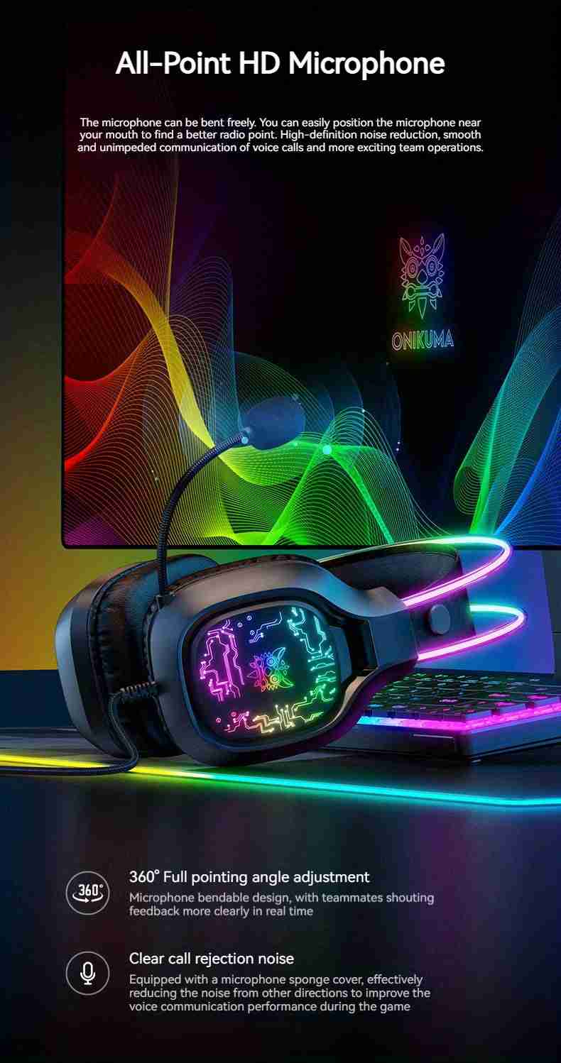 Gaming Headset with Noise-Canceling Mic - Over-Ear PC Audio Tidesmit