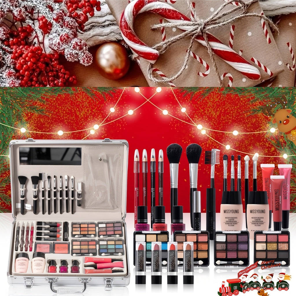 All-In-One Luxury Makeup Kit - Professional Complete Beauty Set with Highly Pigmented Eyeshadow, Blush, Highlighter, Lipstick, Brushes & More in Portable Case - Travel-Friendly One-Stop Collection for Women (Gift Box) Tidesmit