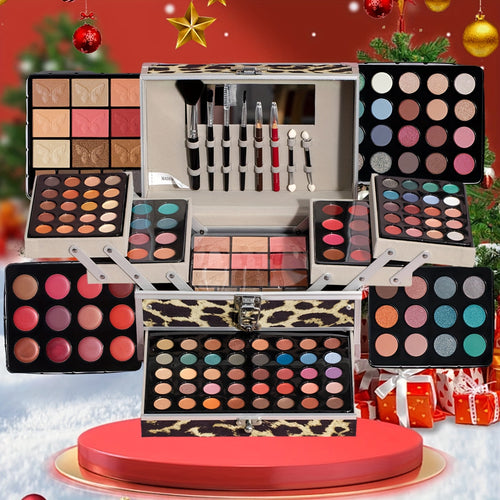 126pcs All-in-One Complete Makeup Kit with Rainbow Color Set, Tools & Case - Full-Size Lipstick, Eyeshadow, Highlighter Palette, Blending Brushes/Applicators for Beginners/Pros - Ideal Gift Box for & (One-Stop Makeup Tidesmit