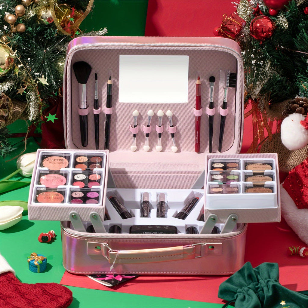 All-in-One Complete Makeup & Nail Kit Gift Set with Cosmetics (Nail Polish, Mascara, Eyeshadow) - Full Range Face, Eye & Lip Product Line, Multi-Functional Beauty Box with Brushes & Mirror - Perfect Birthday/Christmas/Holiday Tidesmit