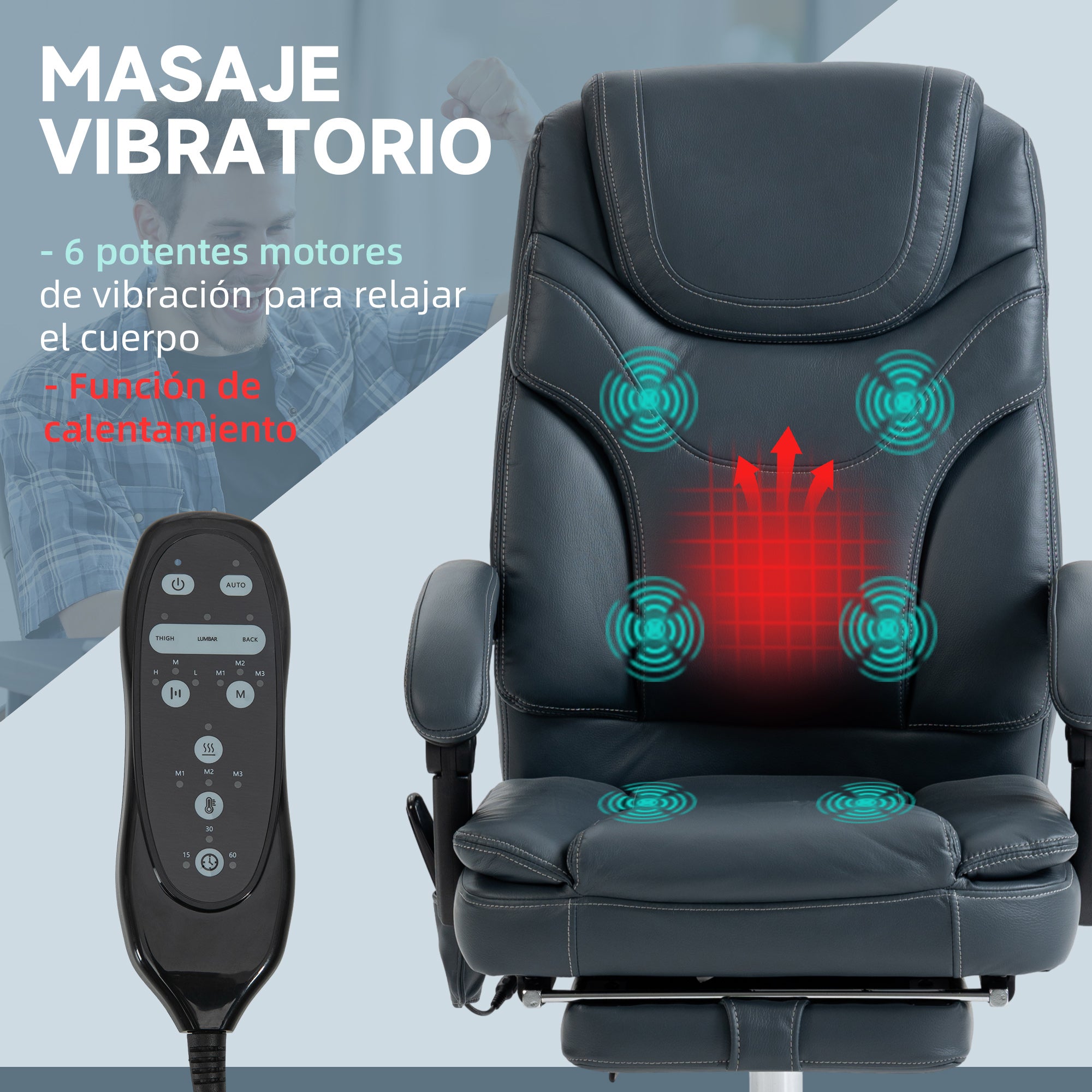 Massage Recliner Chair with 6 Vibration Points - Gray | Tidesmit Massage Chairs Tidesmit