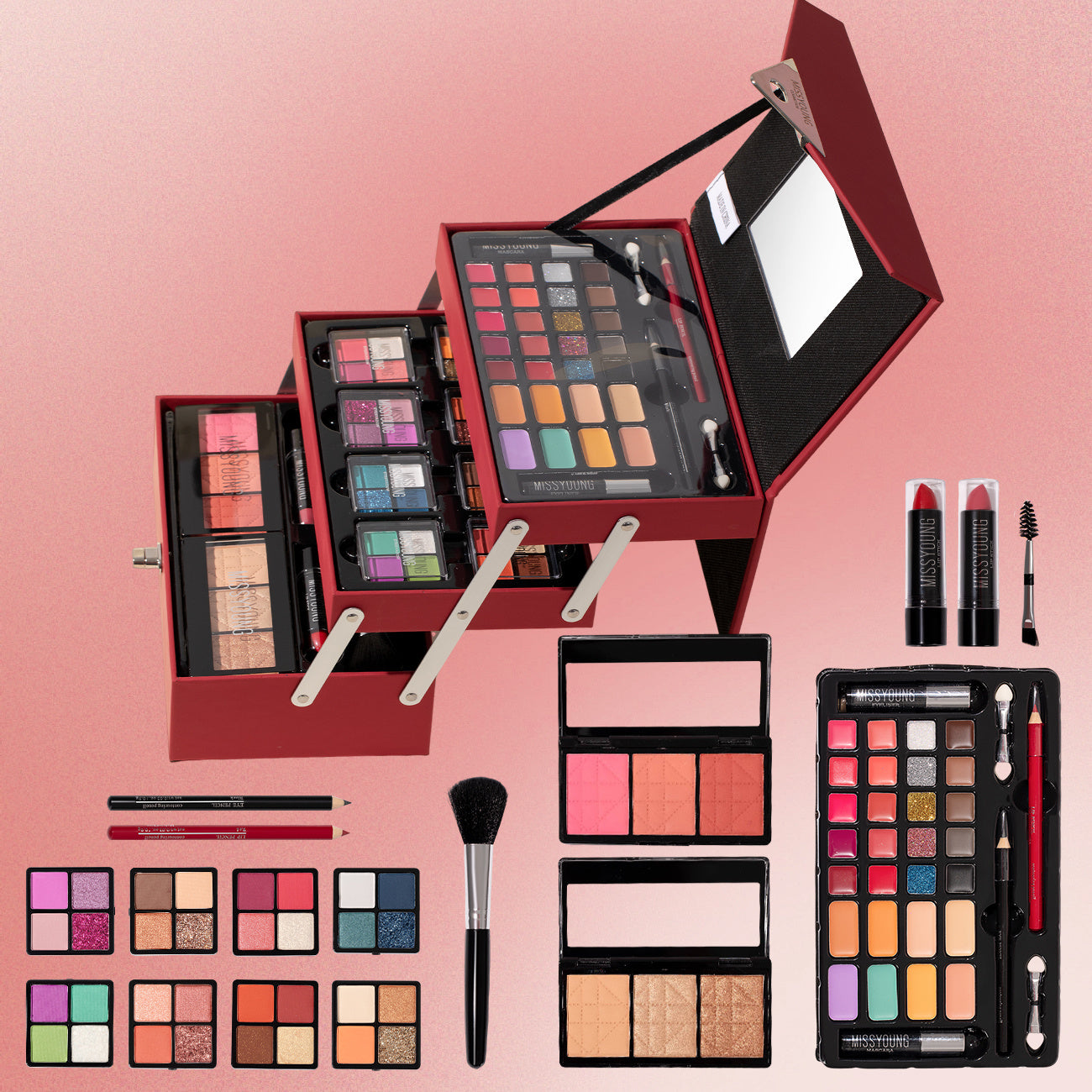 Premium Step Makeup Set - All-in-One High-Show Color Makeup Essentials with Blush, Eyeshadow, Eyeliner, Highlighter, Lip Gloss, Brushes - Long-Lasting Anti-Smudge Formula, Travel & Party Makeup Kit For Women & Teens, Makeup E Tidesmit