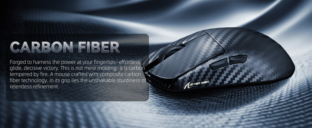 ATTACK SHARK R11 ULTRA Carbon Fiber Wireless Gaming Mouse, 8000Hz 49g 42000DPI, PAW3950MAX Nano-Metal Ice Coating BT/2.4G/USB-C