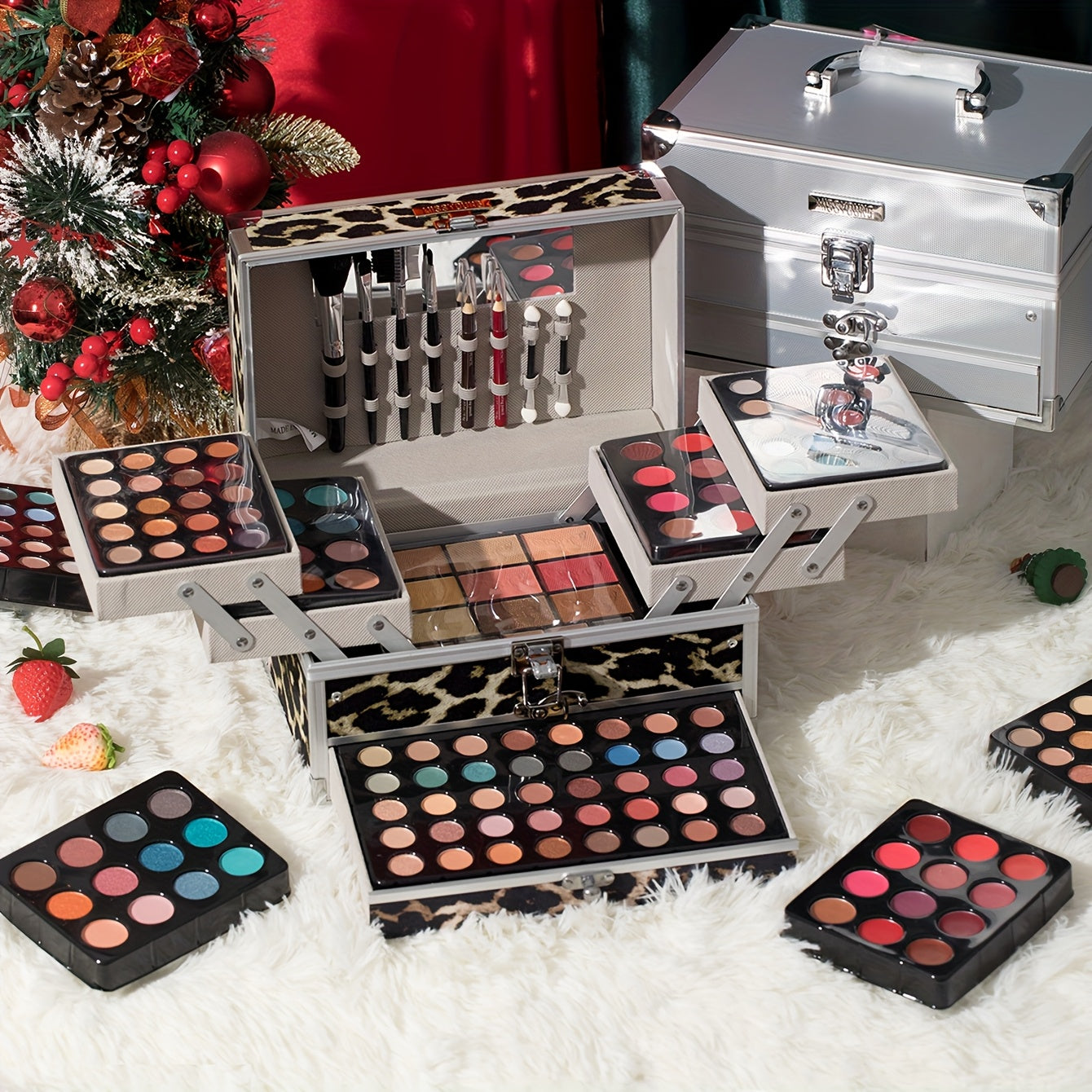 Multifunctional luxury makeup set-fully equipped, including makeup brush set, eyeshadow palette, lip gloss, lipstick, blush, contour, foundation, eyebrow pencil, etc., easy to carry, suitable for makeup beginners - perfect ma Tidesmit