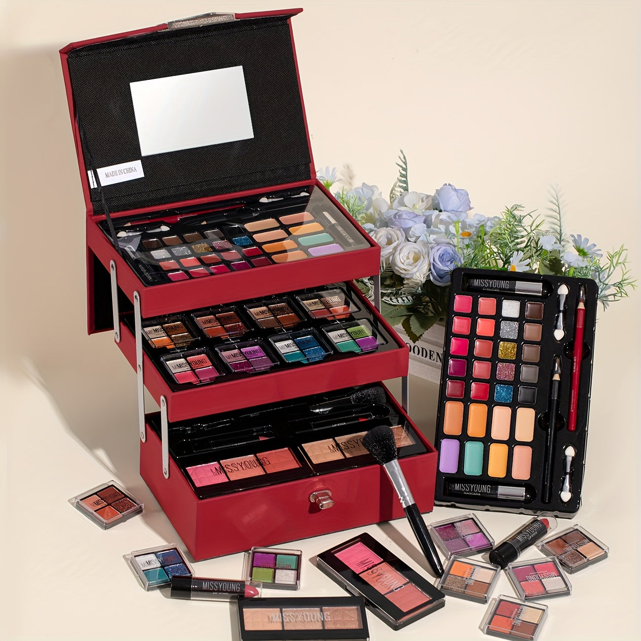 Premium Step Makeup Set - All-in-One High-Show Color Makeup Essentials with Blush, Eyeshadow, Eyeliner, Highlighter, Lip Gloss, Brushes - Long-Lasting Anti-Smudge Formula, Travel & Party Makeup Kit For Women & Teens, Makeup E Tidesmit