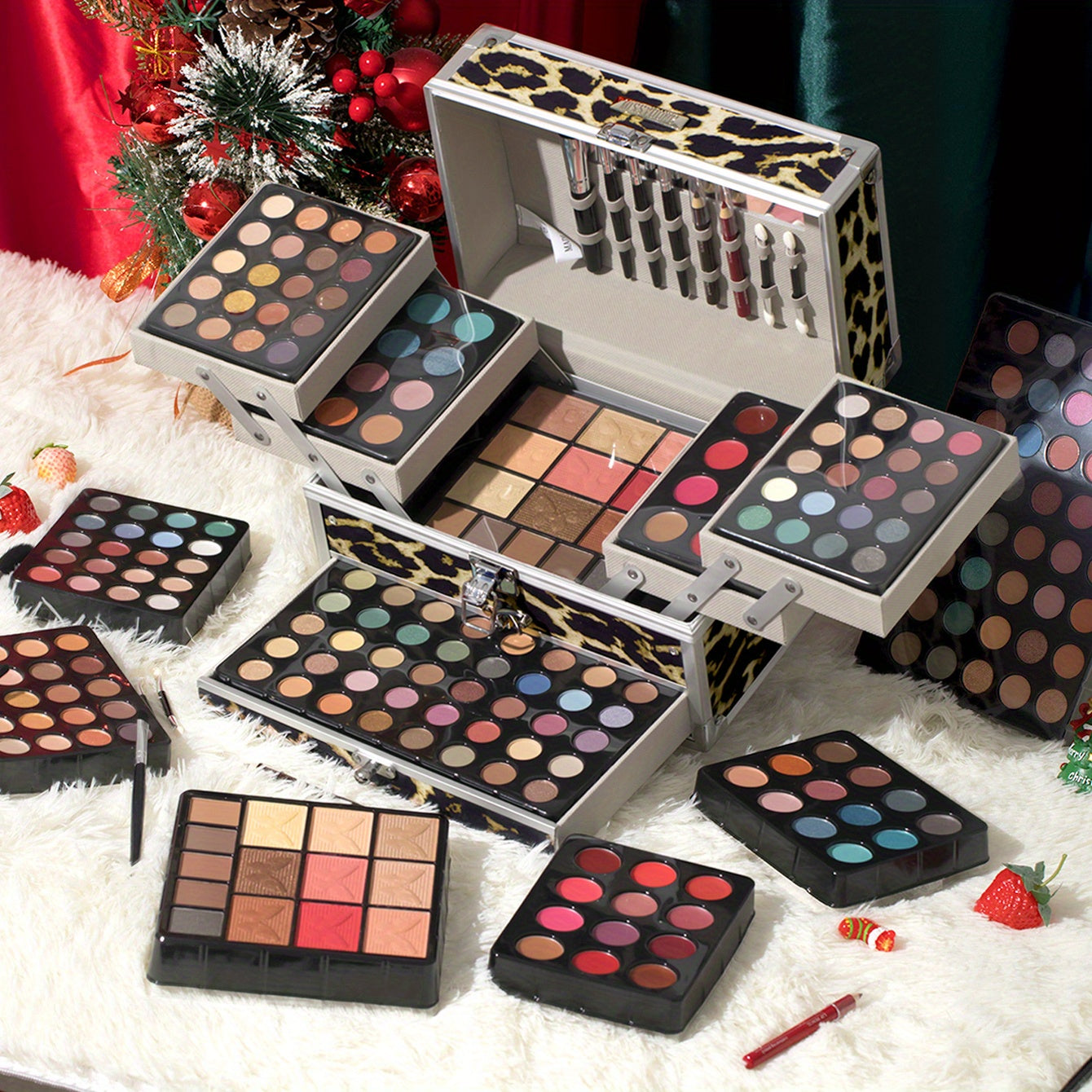 126pcs All-in-One Complete Makeup Kit with Rainbow Color Set, Tools & Case - Full-Size Lipstick, Eyeshadow, Highlighter Palette, Blending Brushes/Applicators for Beginners/Pros - Ideal Gift Box for & (One-Stop Makeup Tidesmit