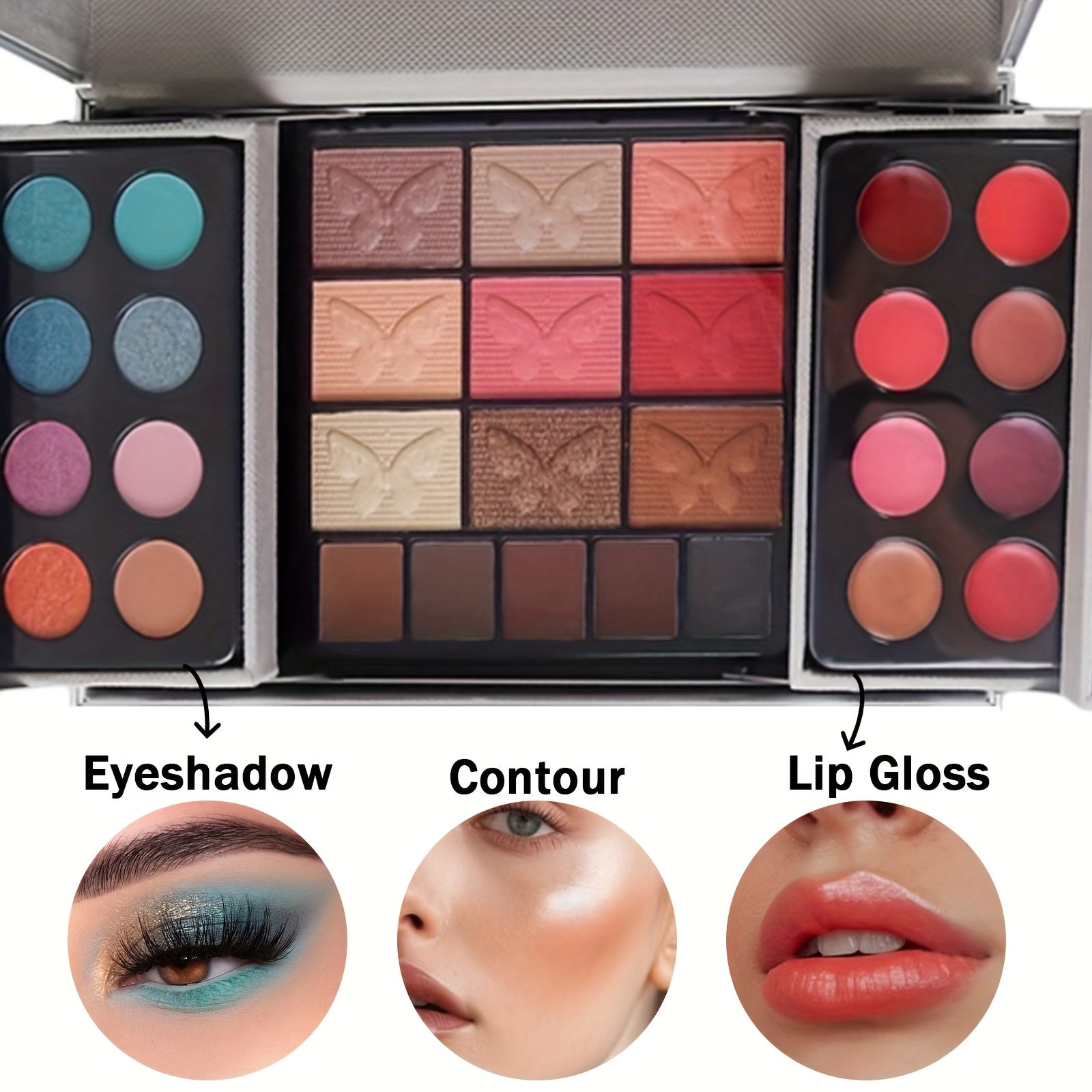 127pcs Portable Cosmetic Set | Leopard Print Gift Box with Lipstick, Eye Shadow, Highlight Powder, Rainbow Color Cosmetics, Includes Cosmetic Tools and Case, Ideal for Gifting Tidesmit