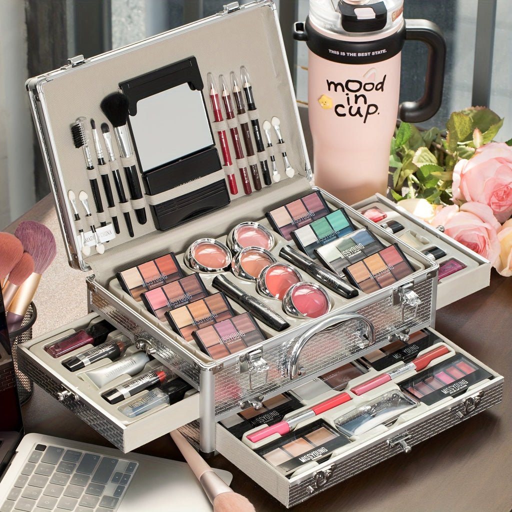 This 106pcs Luxury Cosmetics Gift Set Includes an Eyeshadow Palette, Lip Gloss Set, Lipstick, Concealer, Blush, Mascara, Eyeliner, Loose Powder Brush, And More, All Combined Into One Makeup Gift Set—Perfect for Mom, Best Fr Tidesmit