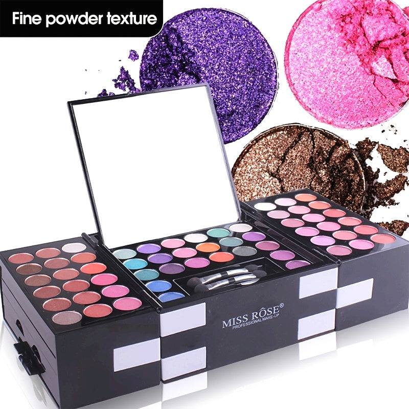 142 Color Basic Makeup Set, Matte/Satin/Metal Finish Eyeshadow Palette with 19+ Colors, 3 Blush, 3 Eyebrow Powder, and Brush for Professional and Personal Use Tidesmit