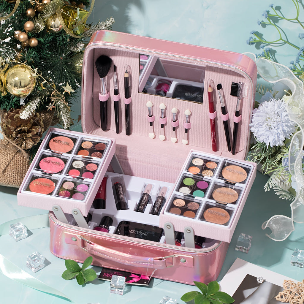 All-in-One Complete Makeup & Nail Kit Gift Set with Cosmetics (Nail Polish, Mascara, Eyeshadow) - Full Range Face, Eye & Lip Product Line, Multi-Functional Beauty Box with Brushes & Mirror - Perfect Birthday/Christmas/Holiday Tidesmit