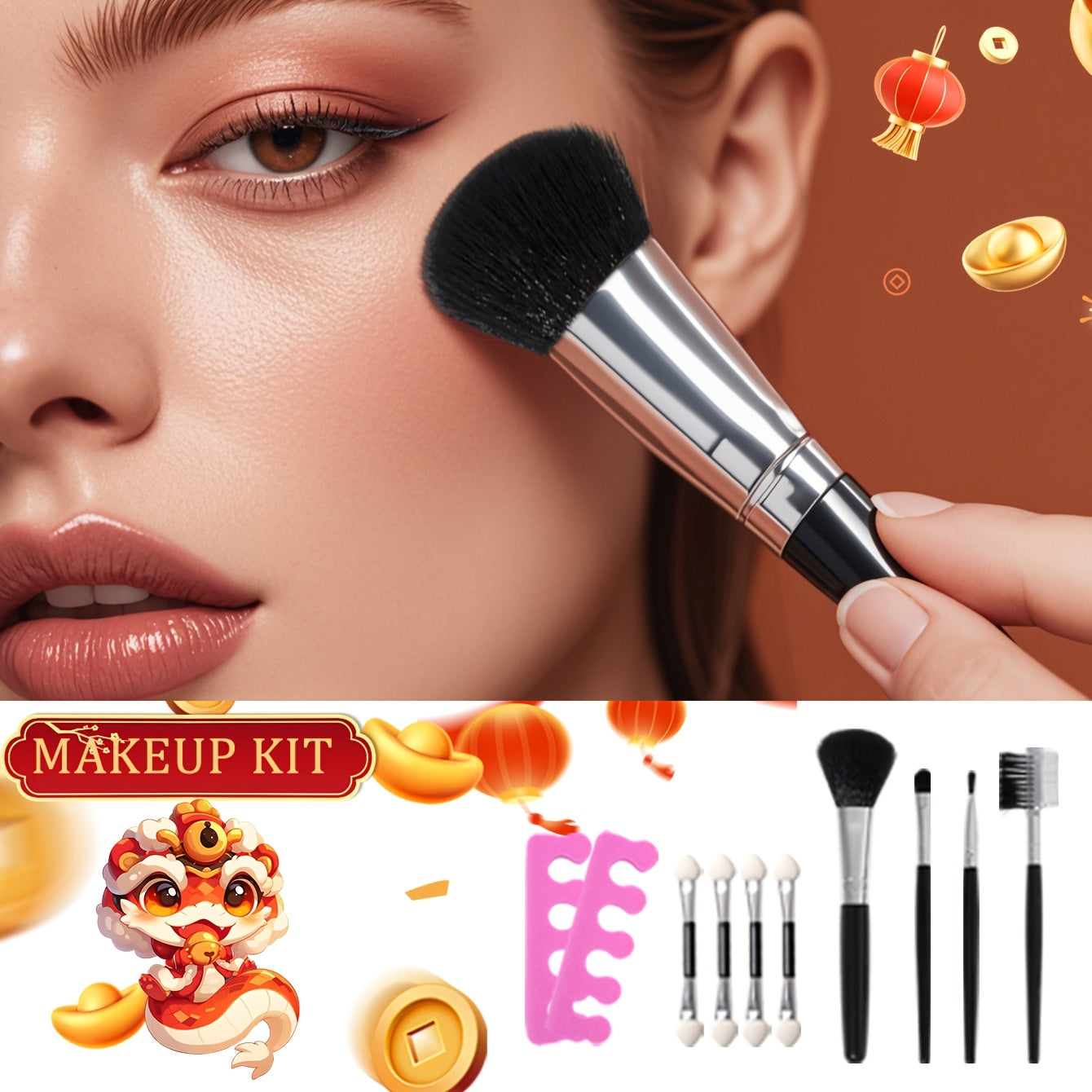 Waterproof All-in-1 Makeup Gift Box Set, Including Makeup Brushes, Blush, Lip Gloss, Eye Shadow Palette, Lipstick, Mascara, Built-in Mirror for Easy Makeup Touch-ups, A Full Set Of Makeup Tool-Ideal Gift Tidesmit