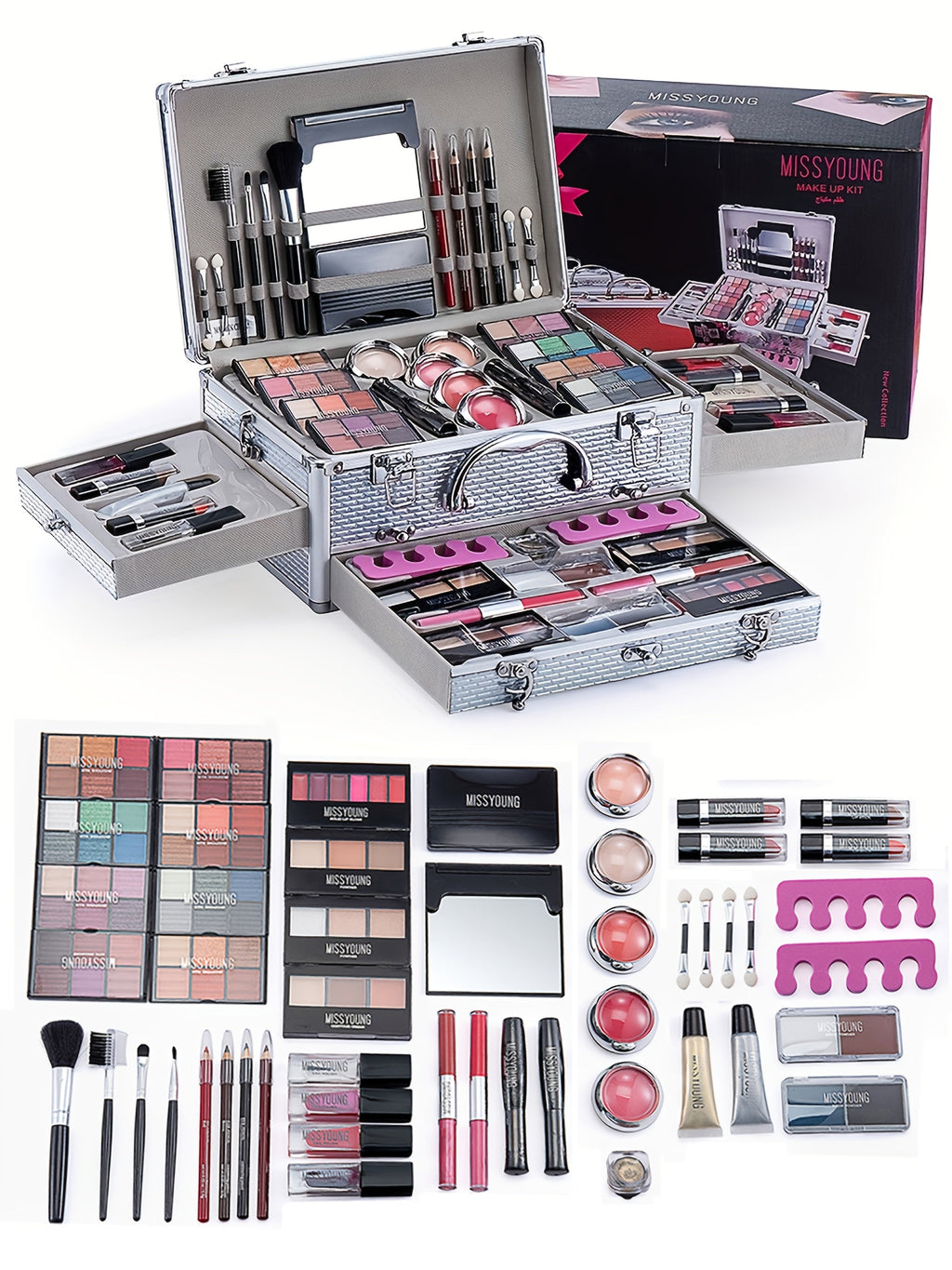Multifunctional Luxury Makeup Gift - Full Set of Makeup for Beginners and Professional Makeup Artists, Including Eyeshadow, Lipstick, Blush, Foundation, Highlighter, and Brushes | High Quality, Convenient for Holiday Gifts/Tr Tidesmit