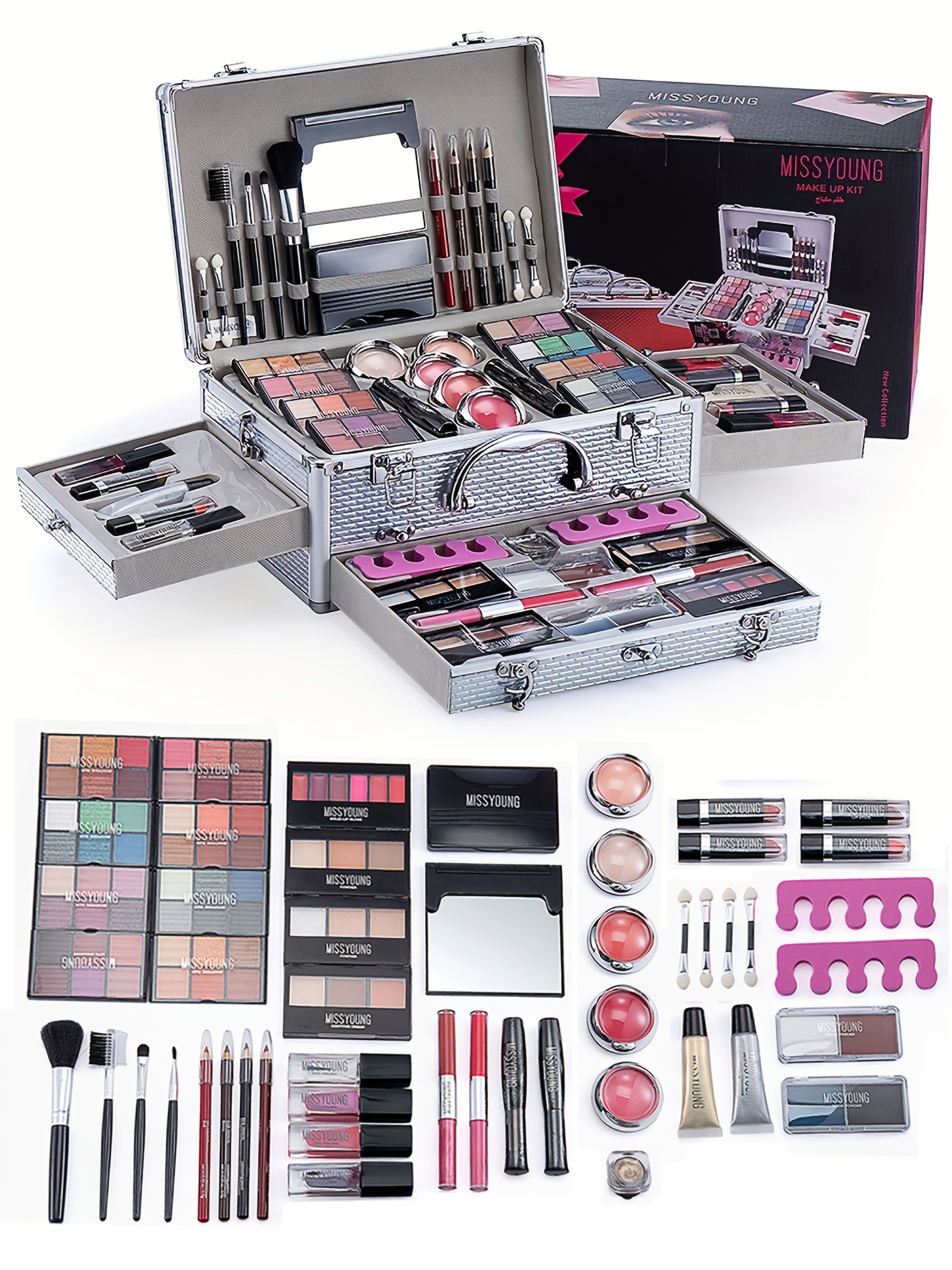Multifunctional Luxury Makeup Gift - Full Set of Makeup for Beginners and Professional Makeup Artists, Including Eyeshadow, Lipstick, Blush, Foundation, Highlighter, and Brushes | High Quality, Convenient for Holiday Gifts/Tr Tidesmit