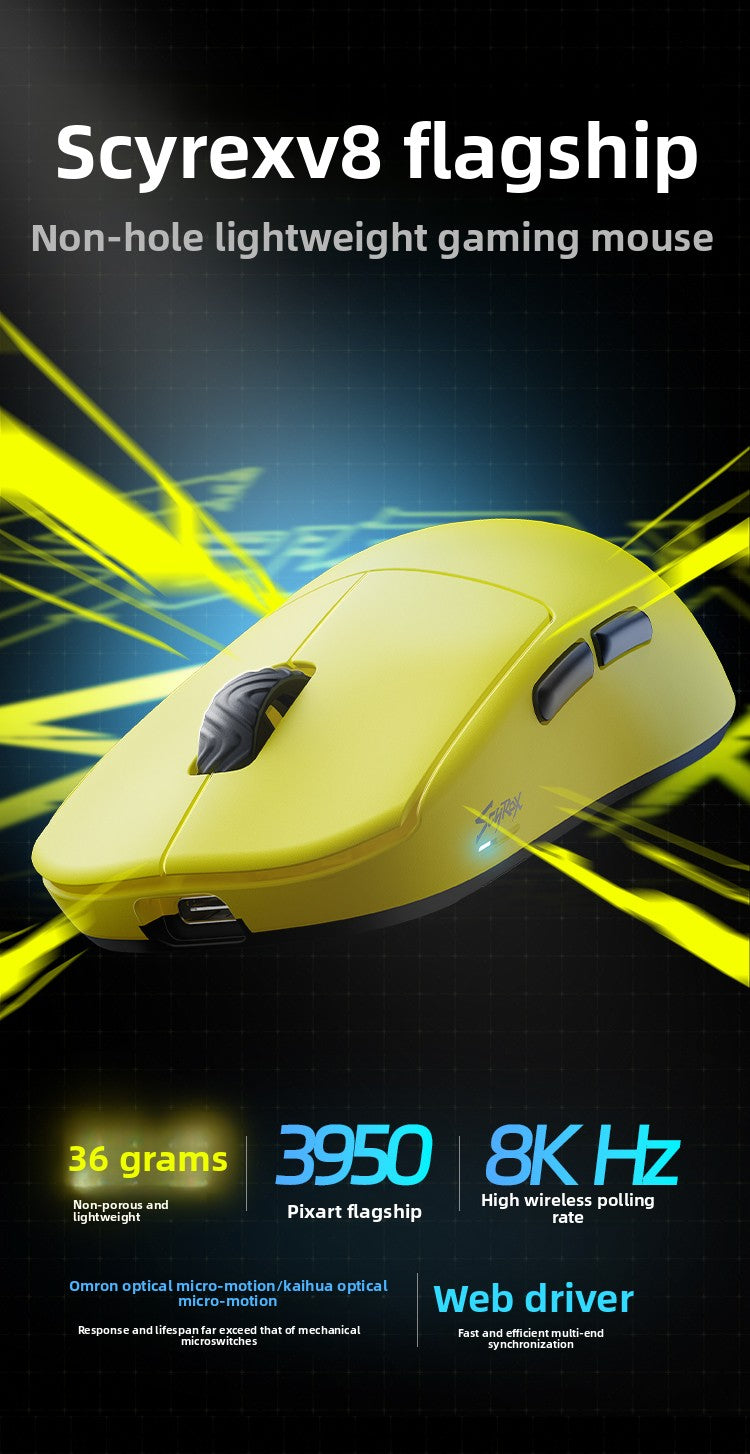 Scyrox V8/V8S Gaming Mouse Wireless 36g Lightweight 8K Polling PAW3950 Sensor Ergonomic FPS Esports Peripheral PC Mouse