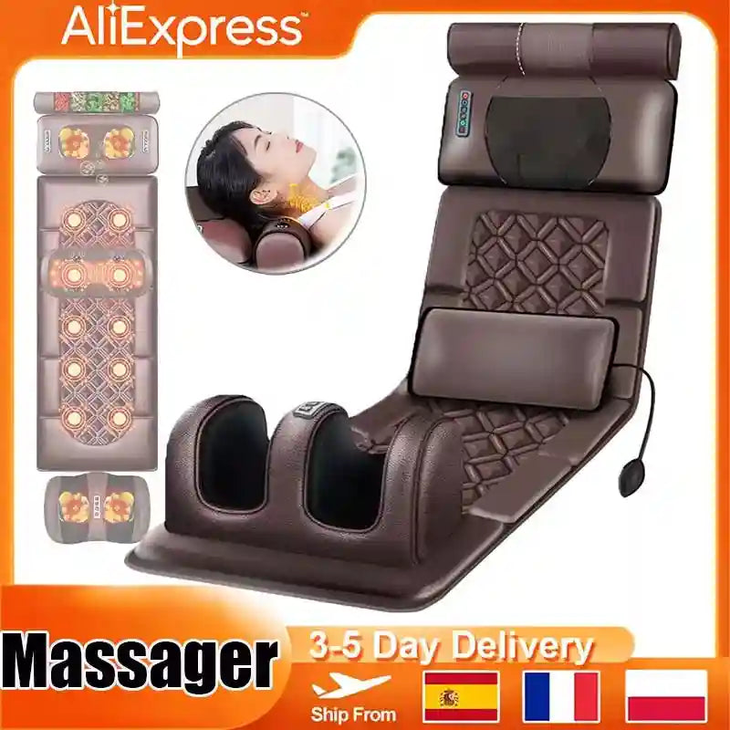 Electric Massage Mattress with Heat Therapy for Back Pain Relief (EU) Back Massage Instrument Tidesmit