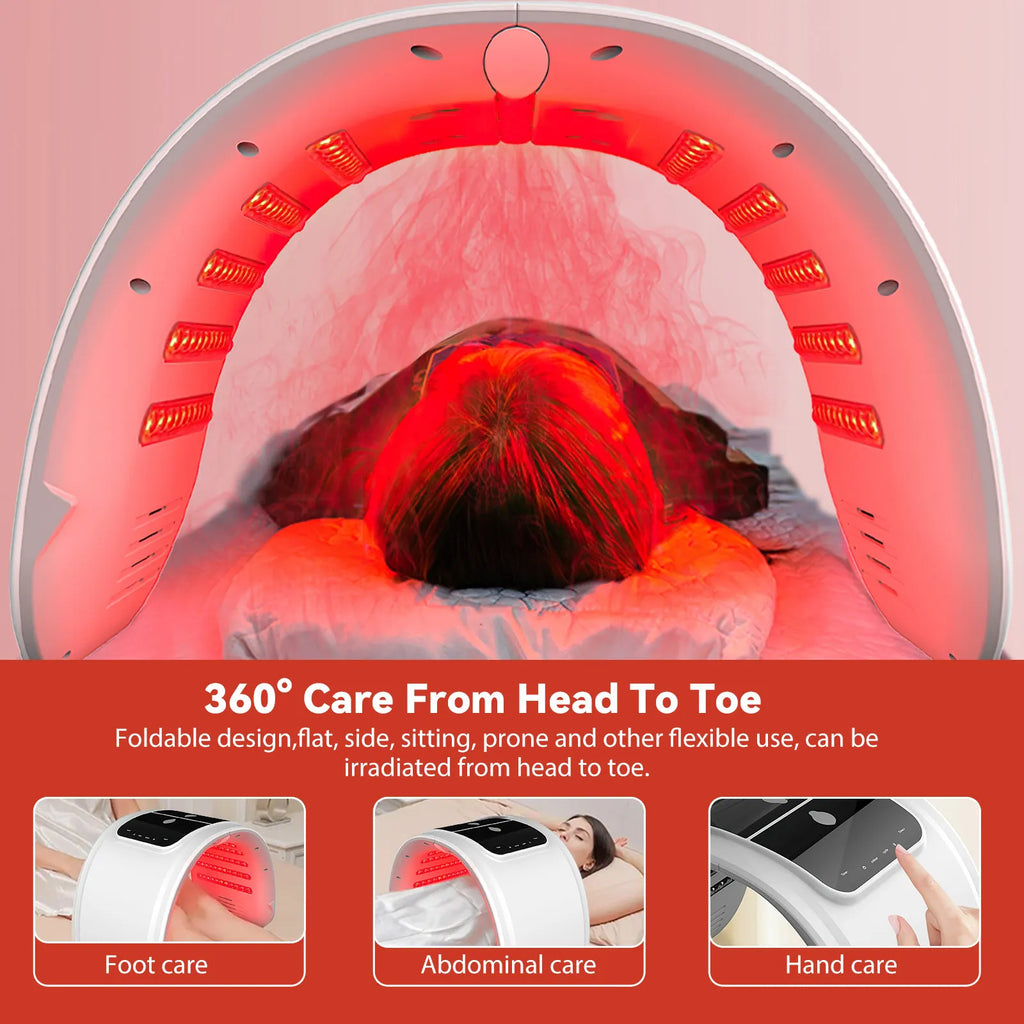 7-color LED PDT facial and body rejuvenation machine with foldable arch design for full-body light therapy spa care.