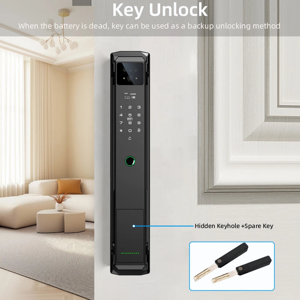 RAYKUBE 21-language Voice Tuya WiFi Camera Palm Vein Smart Fingerprint Lock Face Recognition Digital Lock With Video Call P85