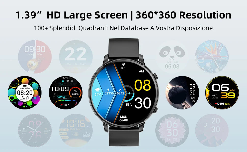 1.39'' HD 360*360 Smart Watch Bluetooth Calling, BLE5.2 IP67 Waterproof Fitness Tracker, Real-time Heart Rate Multi-Sport
