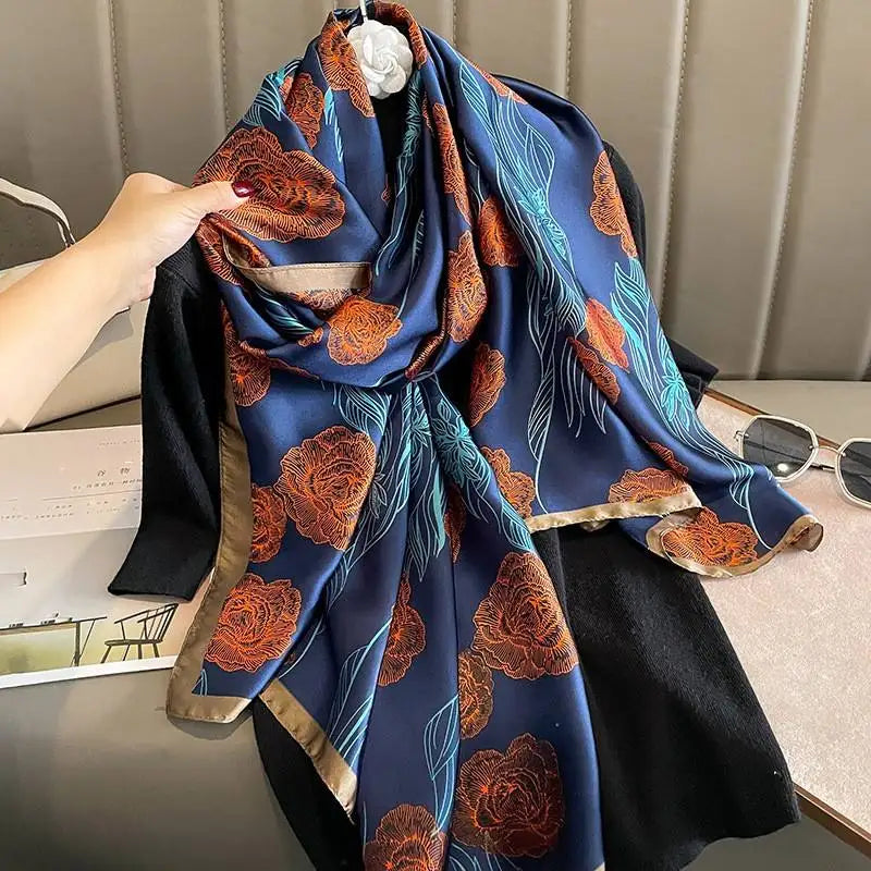 Manufacture Wholesale Custom Design Scarves Stoles Ladies Chiffon Hijabs Luxury Designer Brand Printed Polyester Silk Scarf