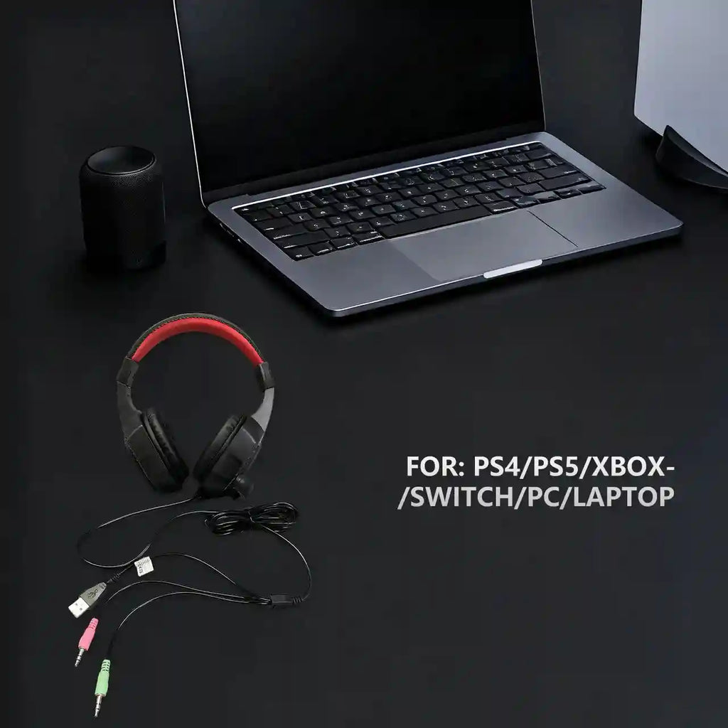 Wired Gaming Headset: RGB Over-Ear Audio with Low Latency for PC Gaming Tidesmit