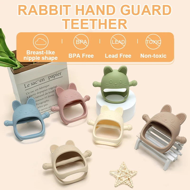 Baby Silicone Teether Gloves Toys BPA Free Silicone Soft Soothing Dental Care Gums Anti-eating Hand Molar Toys Baby Accessories
