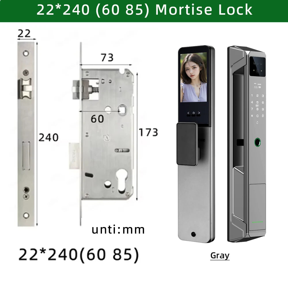 RAYKUBE 21-language Voice Tuya WiFi Camera Palm Vein Smart Fingerprint Lock Face Recognition Digital Lock With Video Call P85