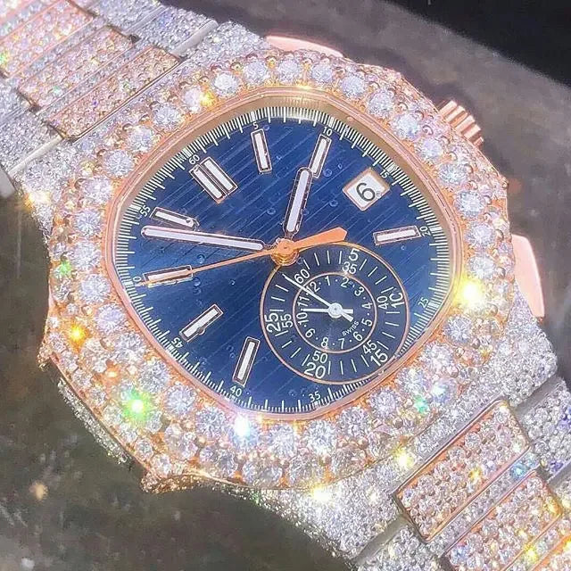 High on Demand Luxury Automatic Mechanical Moissanite Watch for Mens and Women Wear Available at Best Price