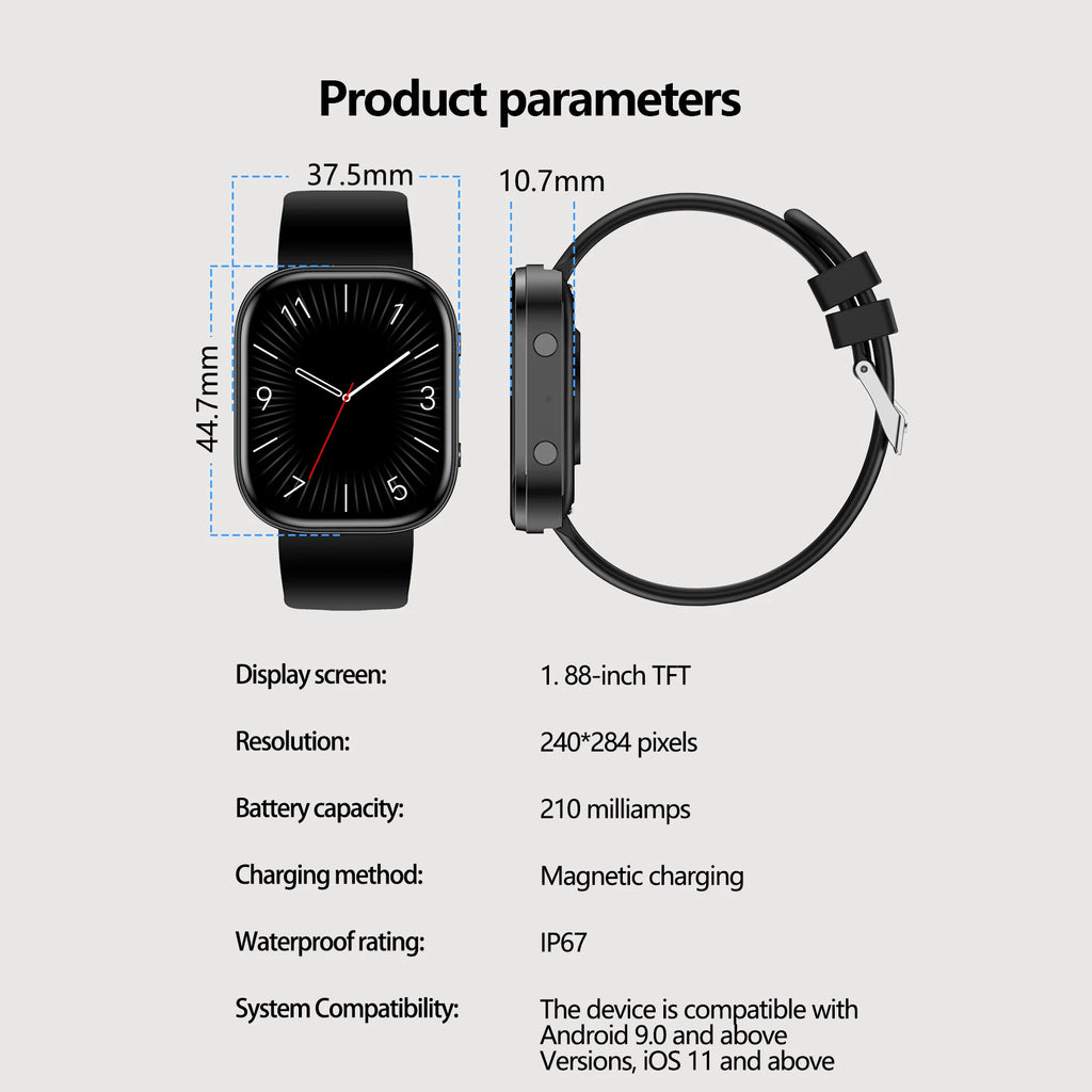 2026 New 1.88 Inch HD Smart Watch Women Bluetooth Call Smartwatch IP68 Waterproof Fitness Tracker DIY Custom Watch Face Sleep Monitor Multi Sports Mode Long Battery Life Message Reminder Smart Watch For Android IOS Ladies Gif