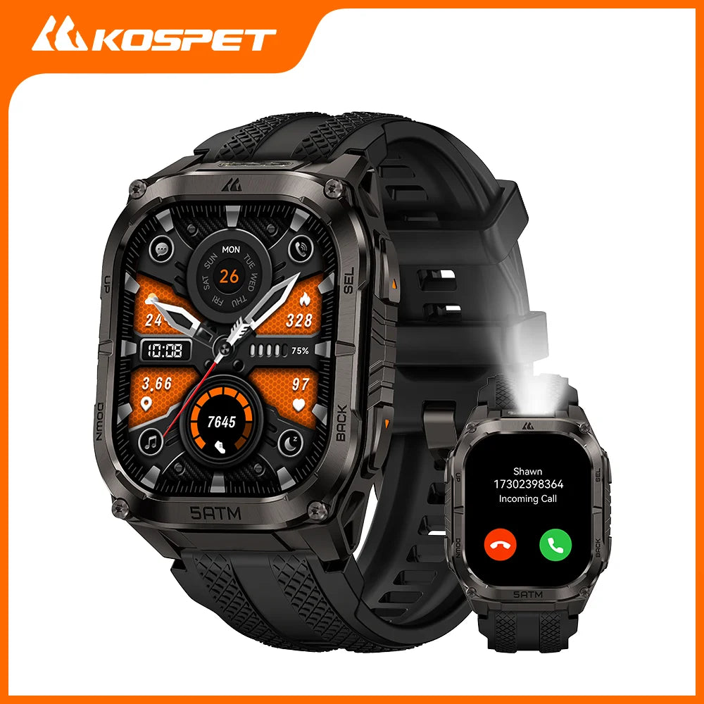 KOSPET TANK M4C Smartwatch for Men Tactical Outdoor Watch with Walkie-Talkie & GPS Military-Grade Durability 5ATM Waterproof