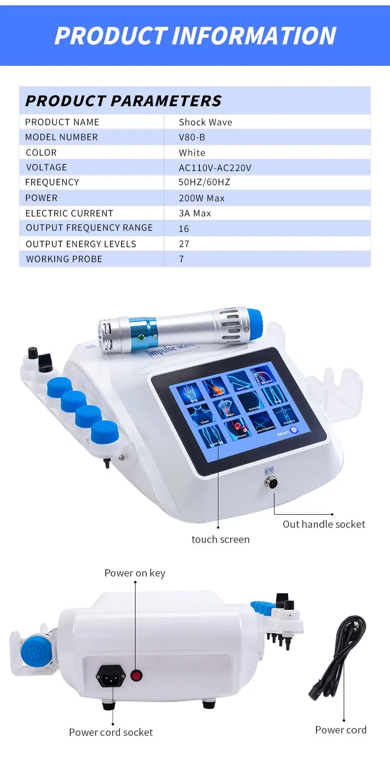 Shockwave Therapy Machine for Back Pain Relief - Certified Tidesmit 110V/220V Massage Chairs Tidesmit