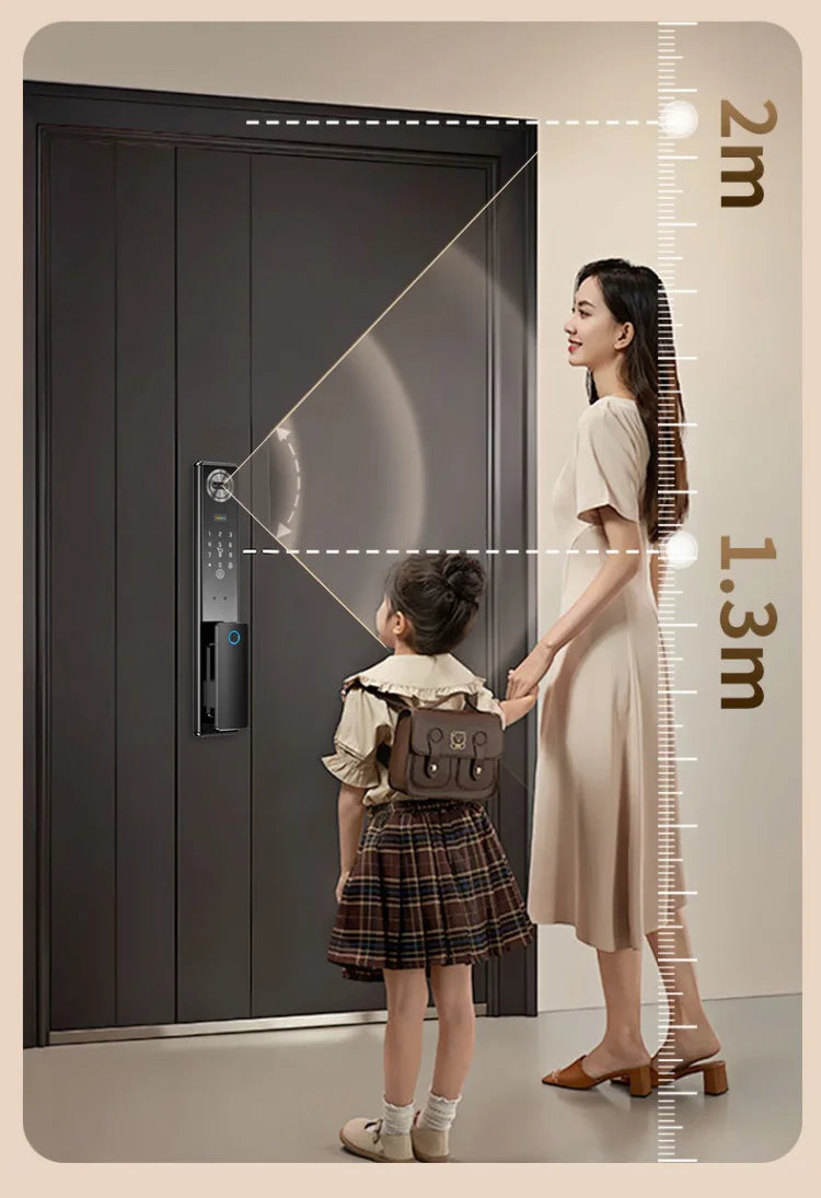 Tuya App Face Recognition Smart Door Lock with WiFi, Camera, and Voice Intercom