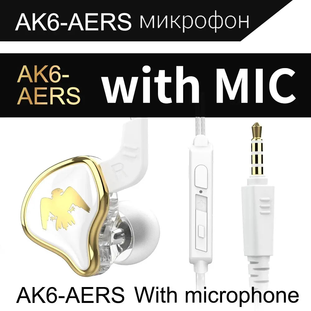 Wired In-Ear Earphones with HiFi Bass and Mic - AK6 Series AK6-ARES-white Tidesmit