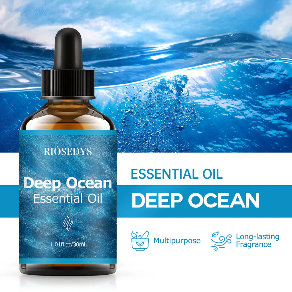 Deep ocean essential oil, with a sea breeze scent,  suitable for body massage and aromatherapy, providing powerful moisturizing