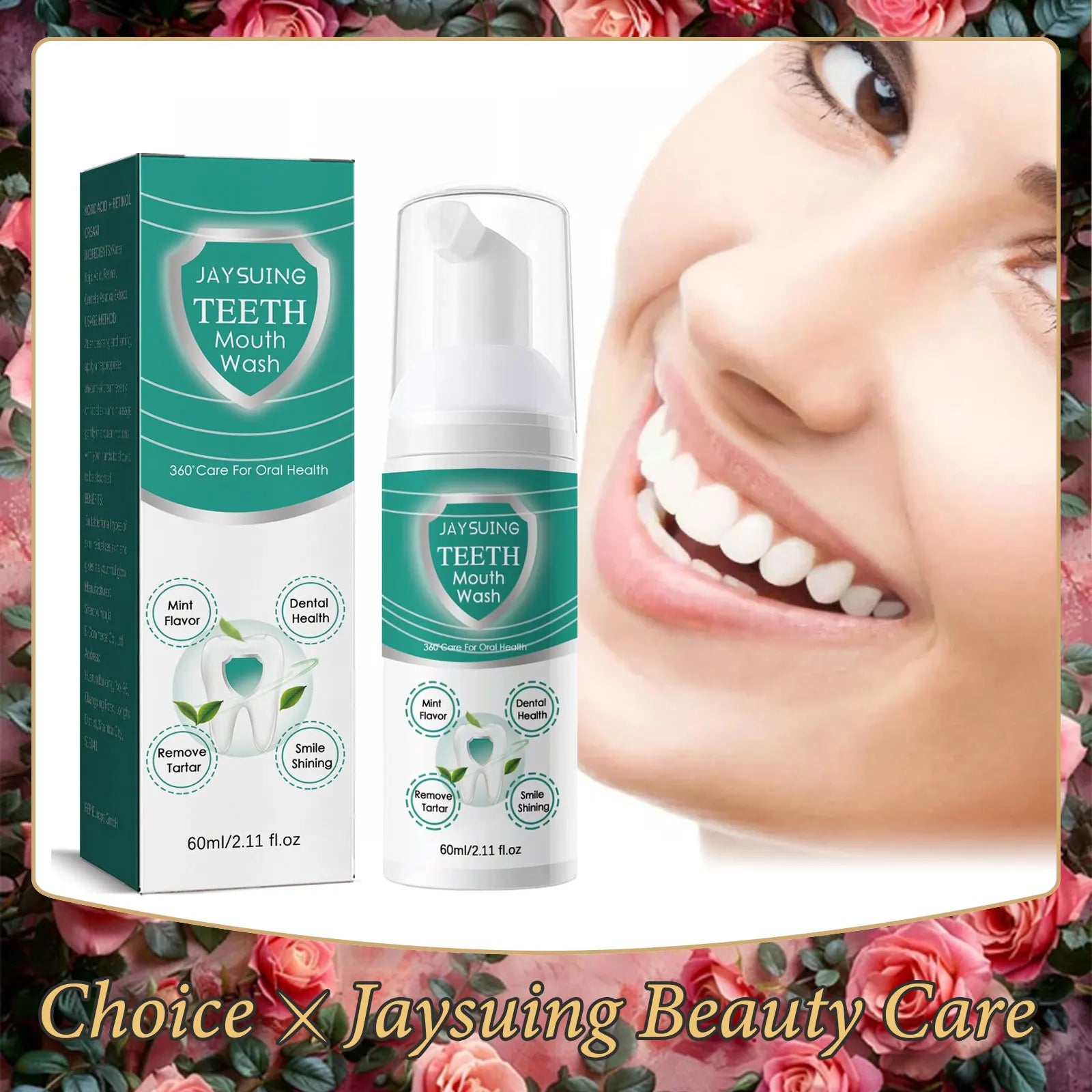 Tidesmit yellow teeth cleaning mousse for plaque removal, dental stain whitening, and fresh breath oral care