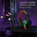 Wired Gaming Headset: RGB Over-Ear Audio with Low Latency for PC Gaming Black and Red RGB Li Tidesmit