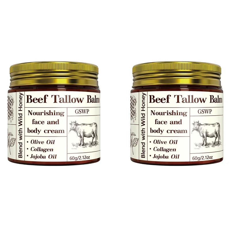 GSWP Beef Tallow Moisturising Cream, containing honey and collagen, provides deep hydration. Gentle and non-irritating.60g/120g