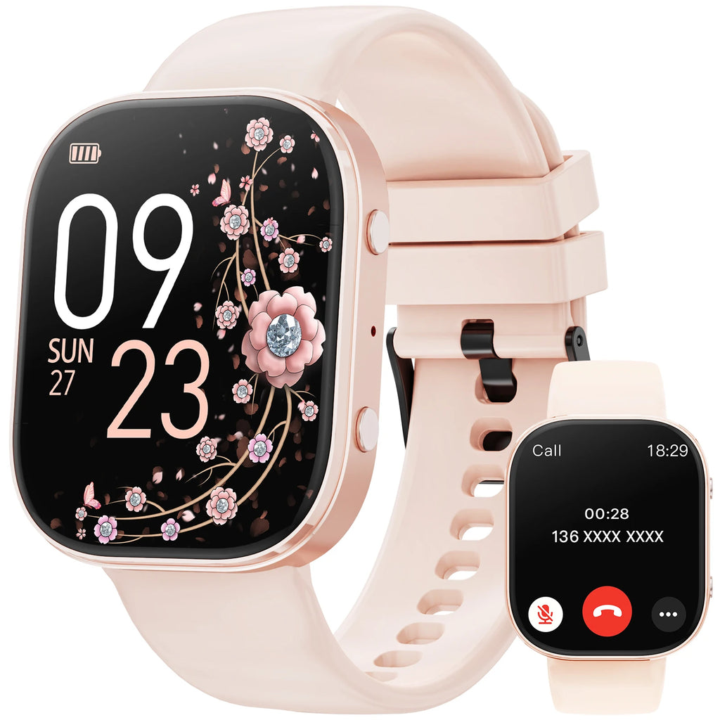 2026 New 1.88 Inch HD Smart Watch Women Bluetooth Call Smartwatch IP68 Waterproof Fitness Tracker DIY Custom Watch Face Sleep Monitor Multi Sports Mode Long Battery Life Message Reminder Smart Watch For Android IOS Ladies Gif