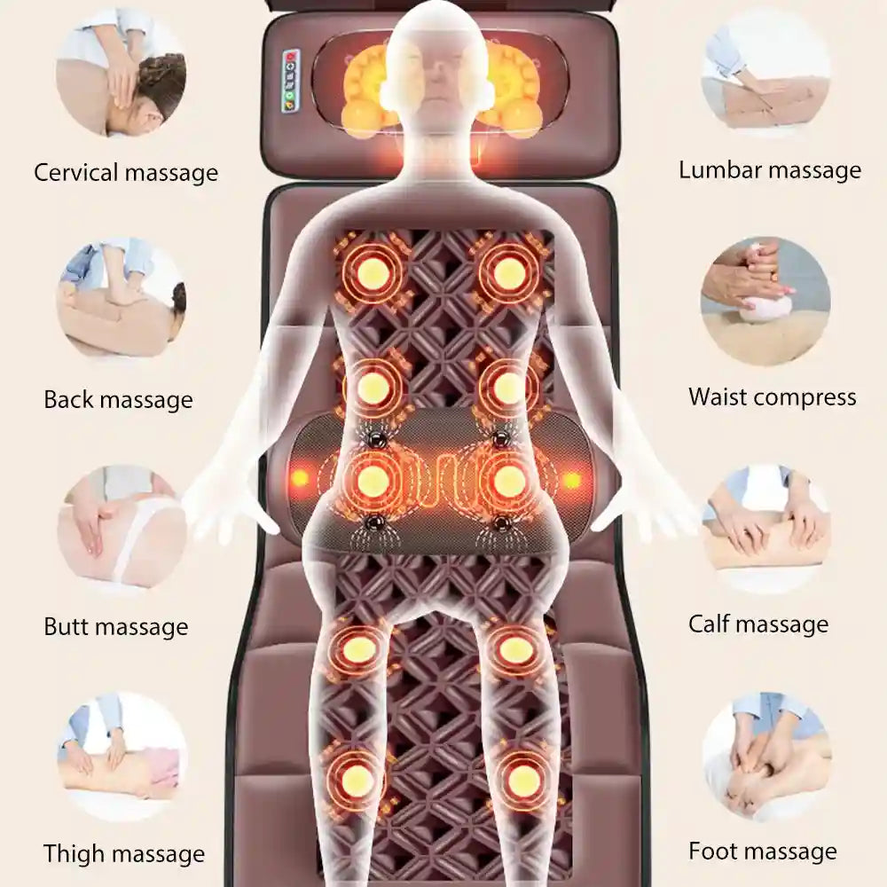 Electric Massage Mattress with Heat Therapy for Back Pain Relief (EU) Back Massage Instrument Tidesmit