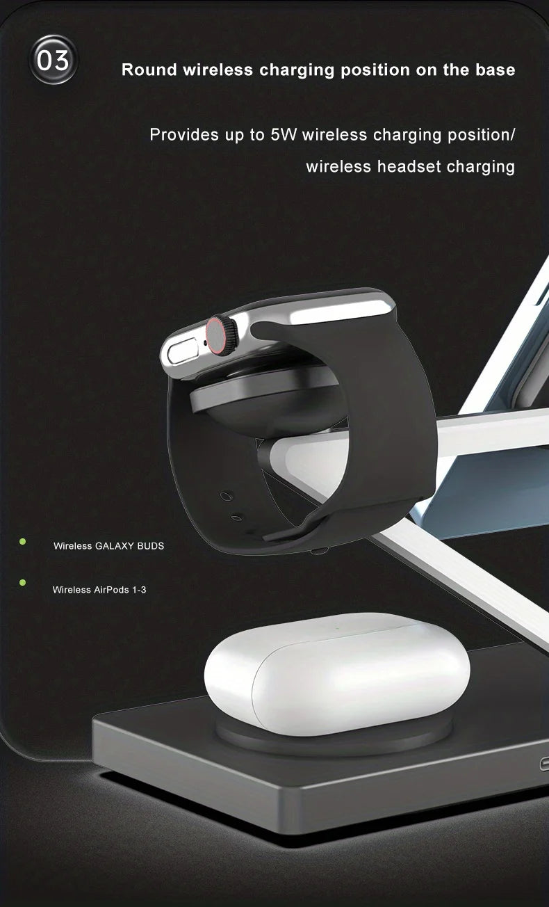 Tidesmit 3-in-1 Wireless Charging Station | Qi Certified Fast Charger Tidesmit