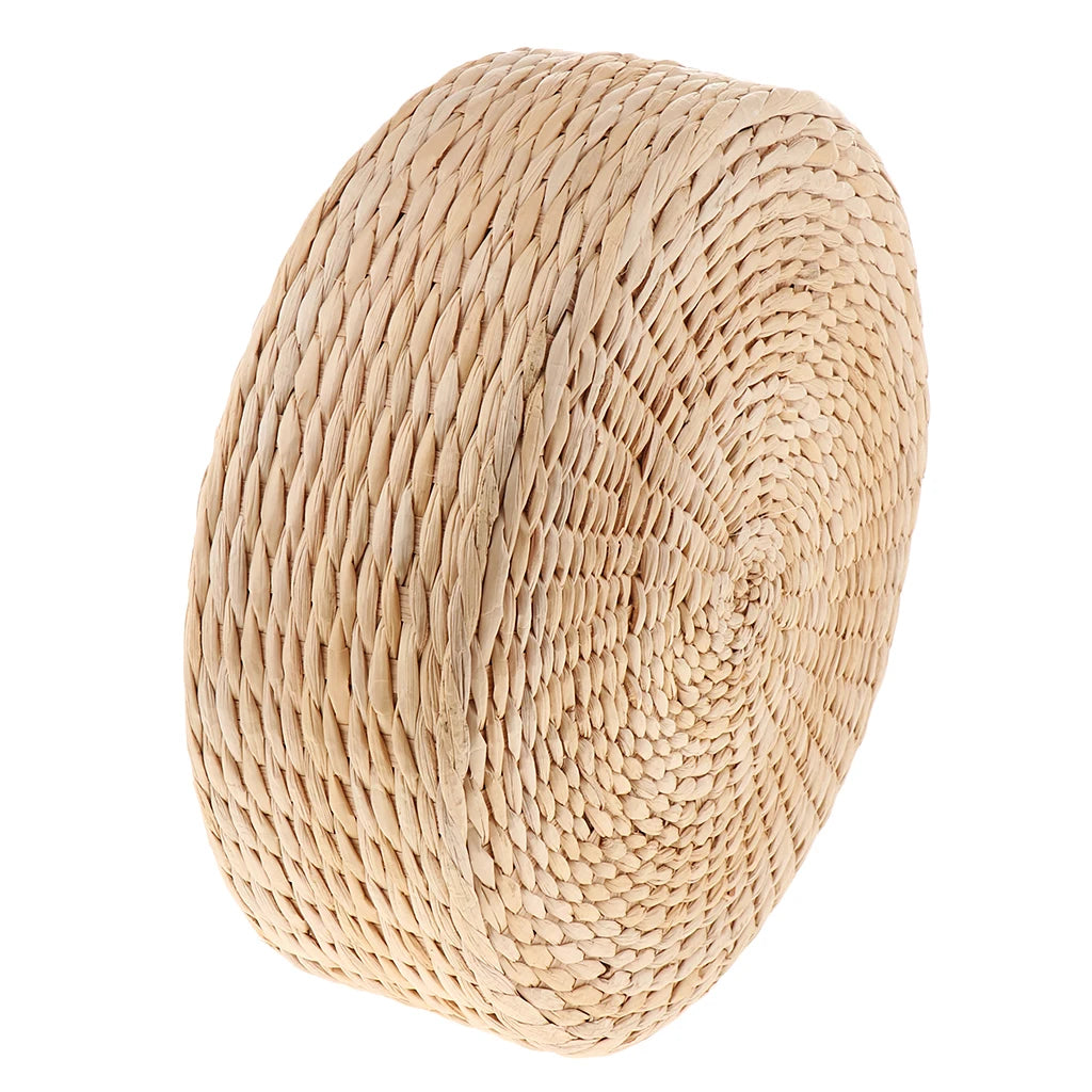 Natural Straw Round Pouf Tatami Sitting Cushion Floor Mat Pouf Pure Hand Woven Living Room Worship Meditation Cushion Floor Seat